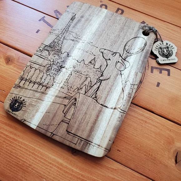 Disney✨ Handcrafted✋ Acacia Art Ratatouille🐀🧑🍳 Inspired Chef’s Cutting Board - Picture 1 of 8